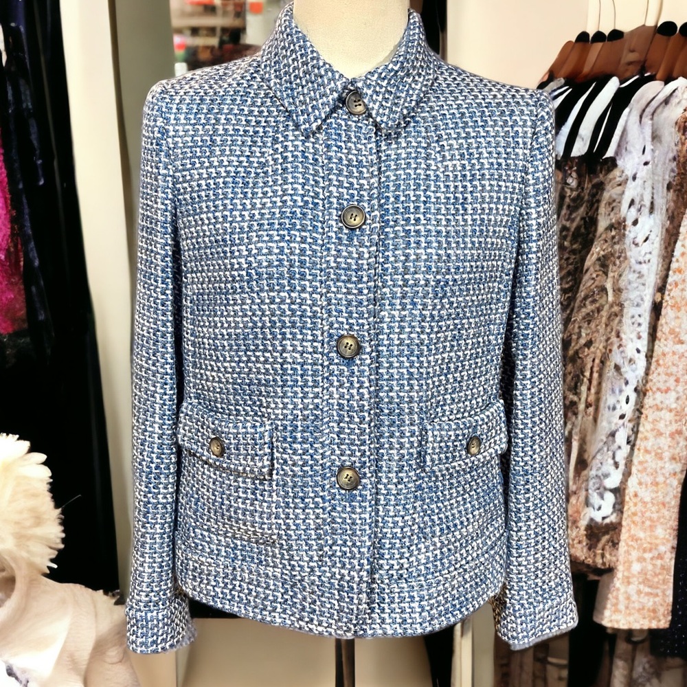 Women's Blue Tweed Jacket